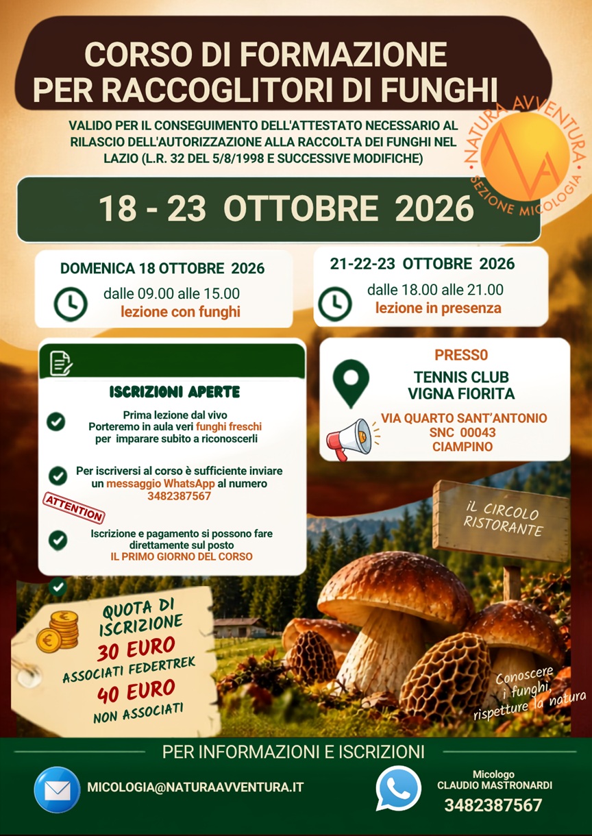 Al via a Ciampino il Corso di formazione per raccoglitori di funghi