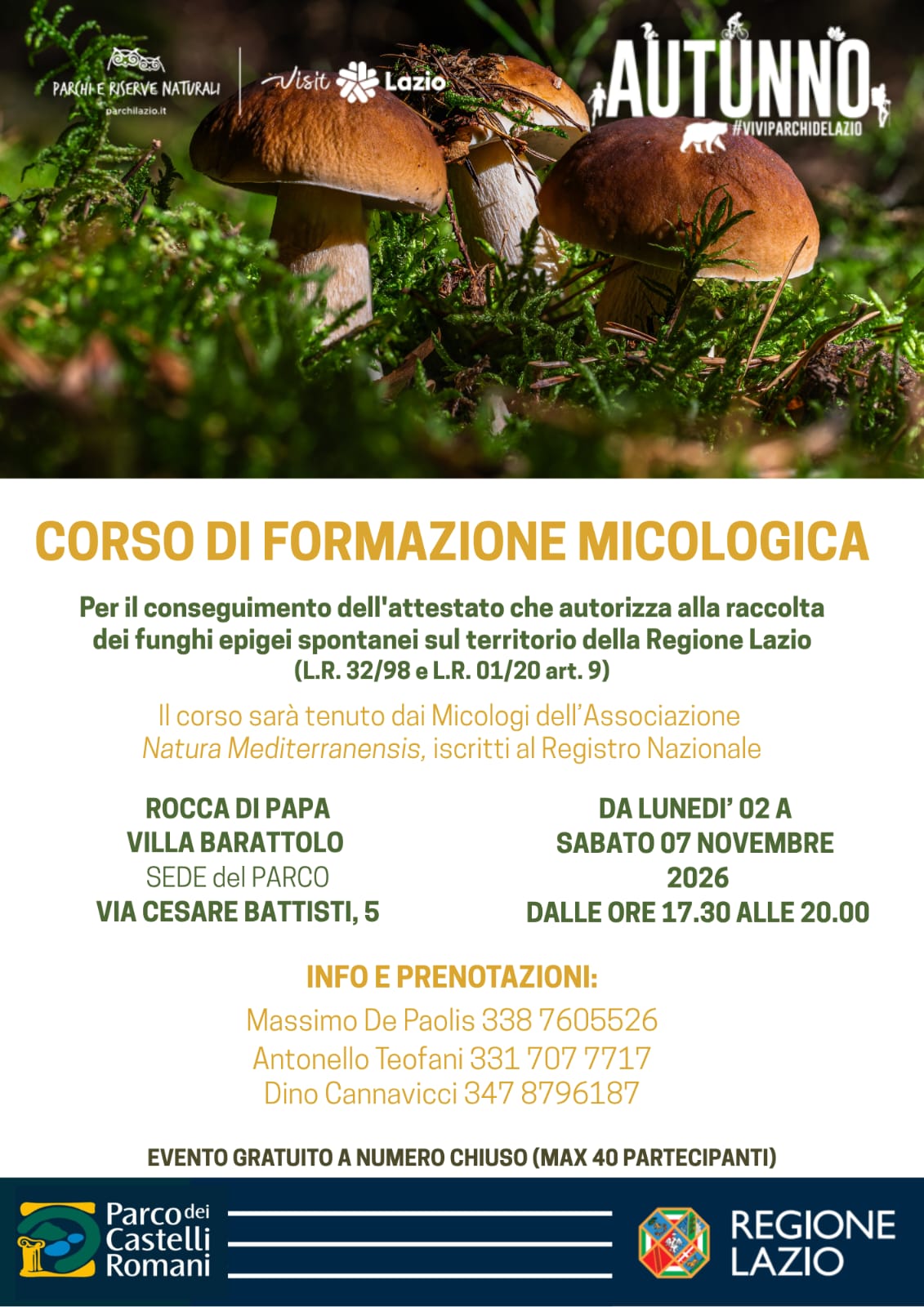 Corso di Formazione Micologica al Parco dei Castelli Romani