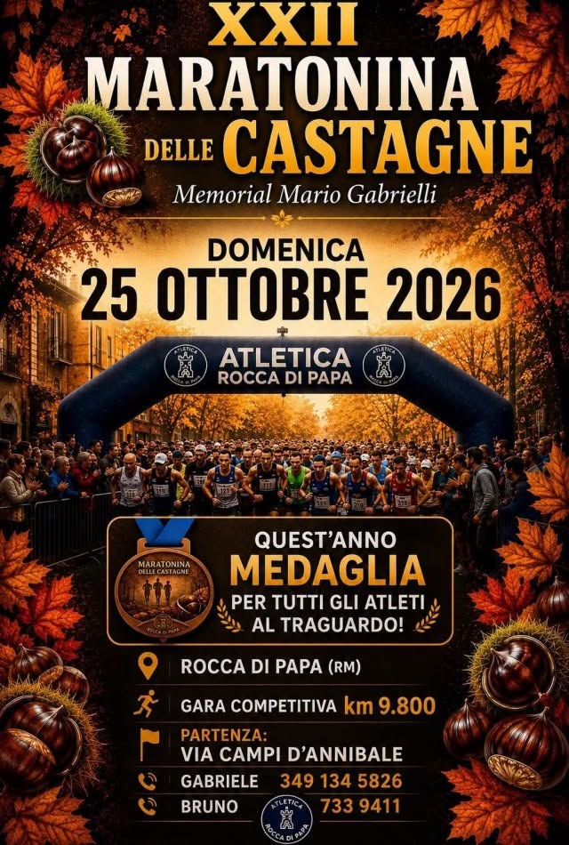 Torna la XXII Maratonina delle Castagne a Rocca di Papa